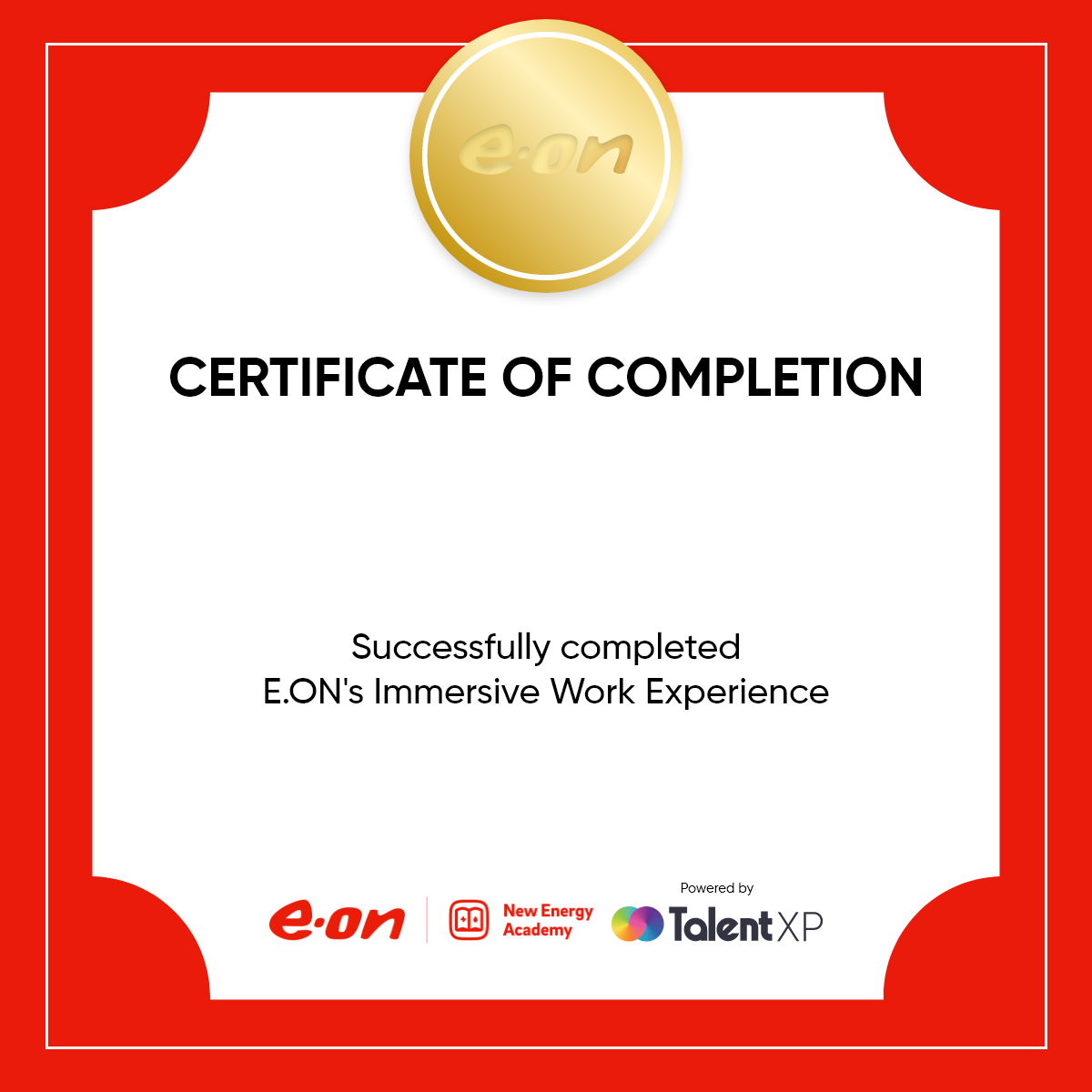 Badge for Certificate of completion - E.ON work experience
